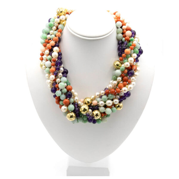 David Webb Multi-Colored, Multi-Strand Necklace