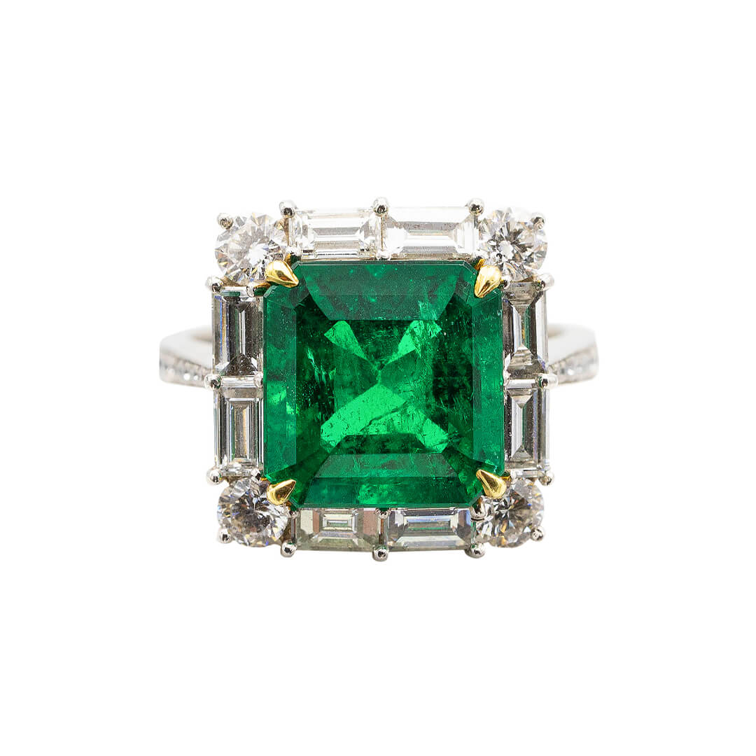 4.93 Carat Emerald & Diamond Ring