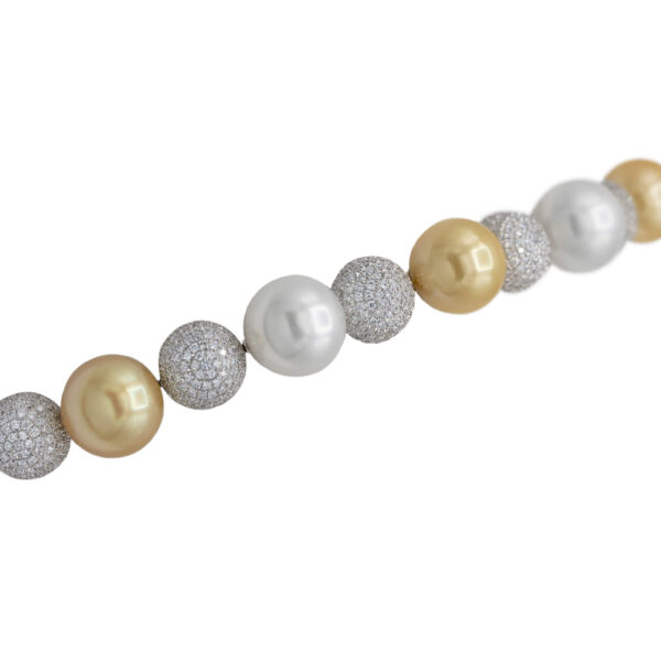 Diamond, Golden & White Pearl Bracelet