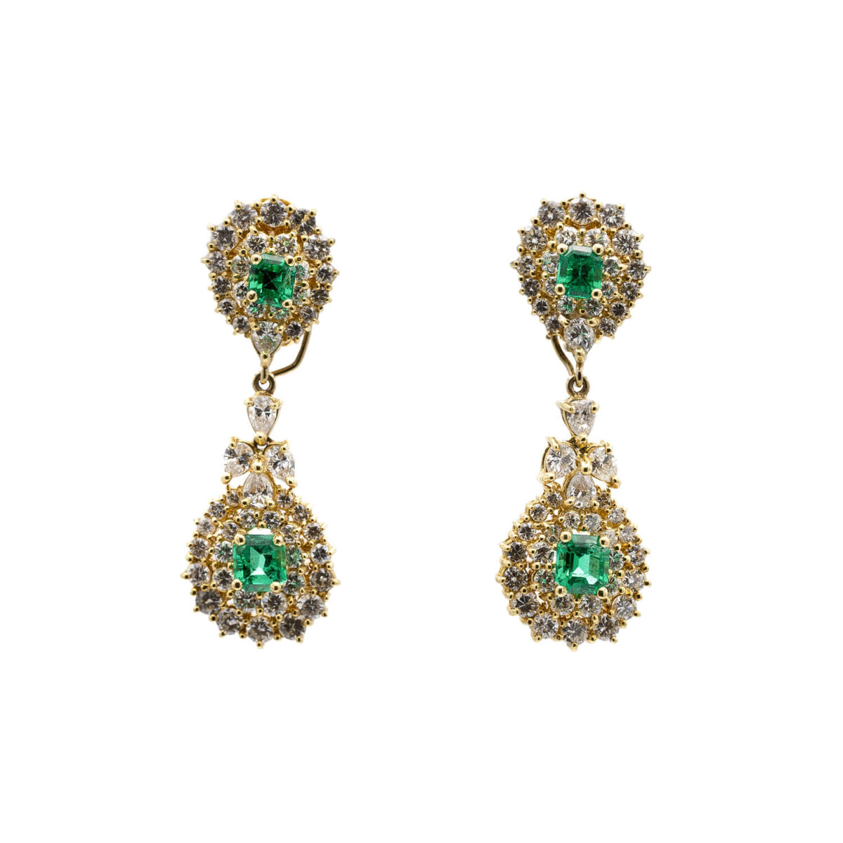 Emerald & Diamond Drop Earrings