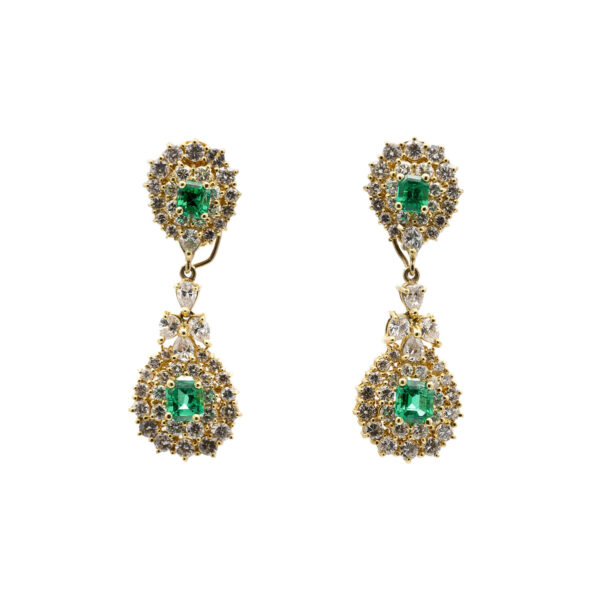 Emerald & Diamond Drop Earrings