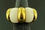 18KT Yellow Gold and White Enamel Ring - Image 2